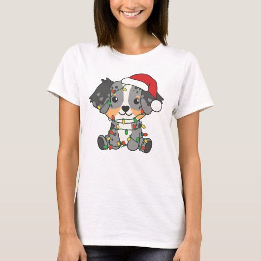 オーストラリアの羊飼いのクリスマス冬の動物 Tシャツ (正面)