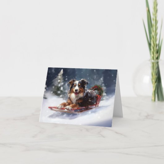 オーストラリアの羊飼いのクリスマス雪の冬 カード (正面)