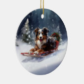 オーストラリアの羊飼いのクリスマス雪の冬 セラミックオーナメント (右)