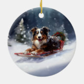 オーストラリアの羊飼いのクリスマス雪の冬 セラミックオーナメント (裏面)