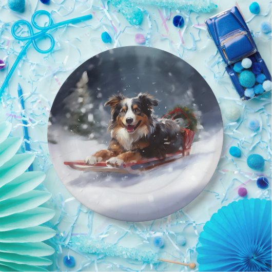 オーストラリアの羊飼いのクリスマス雪の冬 ペーパープレート (パーティー)