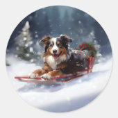 オーストラリアの羊飼いのクリスマス雪の冬 ラウンドシール (正面)