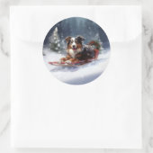 オーストラリアの羊飼いのクリスマス雪の冬 ラウンドシール (バッグ)