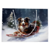 オーストラリアの羊飼いのクリスマス雪の冬 ラージペーパーバッグ (裏面)