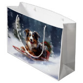 オーストラリアの羊飼いのクリスマス雪の冬 ラージペーパーバッグ (裏面アングル)