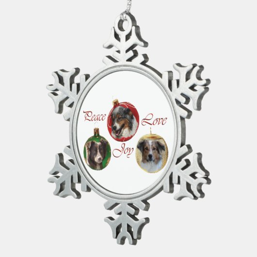 オーストラリアの羊飼いのクリスマス スノーフレークピューターオーナメント (右)