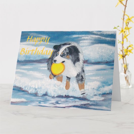 オーストラリアの羊飼いのハッピーバースデーの大きいカード カード (黄色い花)