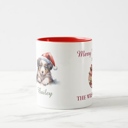 オーストラリアの羊飼いの水の色クリスマスマグ ツートーンマグカップ (中央)