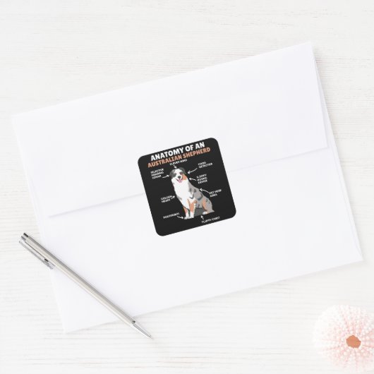 オーストラリアの羊飼いの甘い犬の解剖学 スクエアシール (封筒)