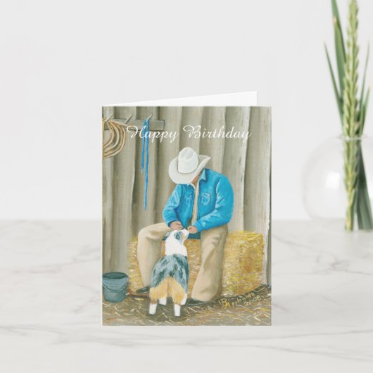 オーストラリアの羊飼いの西部の芸術の誕生日のメッセージカード カード (正面)