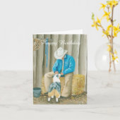 オーストラリアの羊飼いの西部の芸術の誕生日のメッセージカード カード (黄色い花)