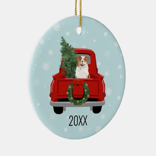 オーストラリアの羊飼いの赤いメルレクリスマス セラミックオーナメント (右)