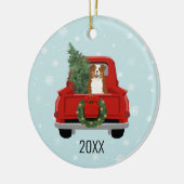 オーストラリアの羊飼いの赤い三色 セラミックオーナメント (左)