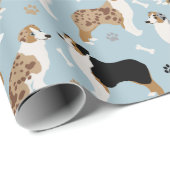 オーストラリアの羊飼いの骨と前足のラッピング紙 ラッピングペーパー (ロールコーナー)