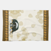 オーストラリアの羊飼いの黒の三子犬の~Tan葉 キッチンタオル (横)