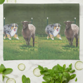 オーストラリアの羊飼いの~の策略のVertの油絵 キッチンタオル (折り畳み)