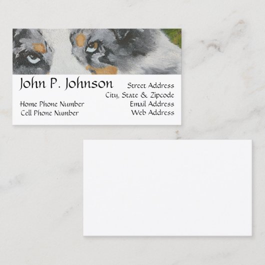 オーストラリアの羊飼いの~の青いMerleのポートレート 名刺 (正面/裏面)