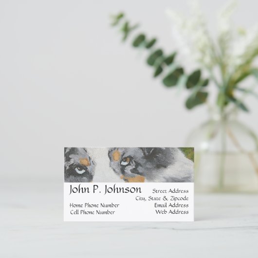 オーストラリアの羊飼いの~の青いMerleのポートレート 名刺 (スタンド正面)