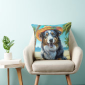 オーストラリアの羊飼いオンビーチ犬の恋人の夏のギフト クッション (椅子)