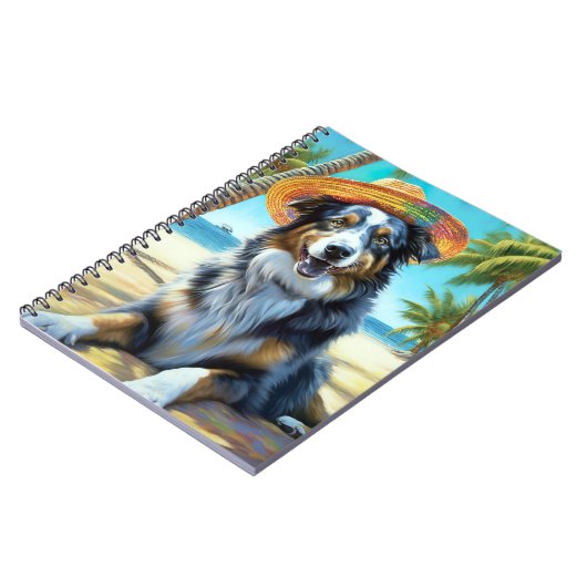 オーストラリアの羊飼いオンビーチ犬の恋人の夏のギフト ノートブック (左側)