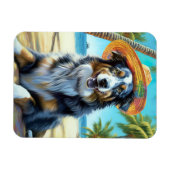 オーストラリアの羊飼いオンビーチ犬の恋人の夏のギフト マグネット (横)