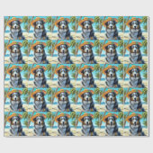 オーストラリアの羊飼いオンビーチ犬の恋人の夏のギフト ラッピングペーパー (フラット)