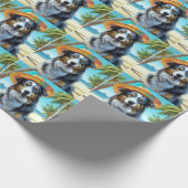 オーストラリアの羊飼いオンビーチ犬の恋人の夏のギフト ラッピングペーパー (角)