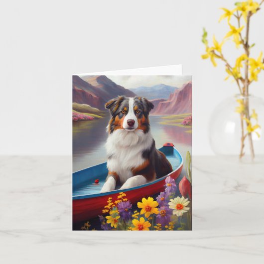 オーストラリアの羊飼いオン・パドル:風光明媚な冒険 カード (黄色い花)