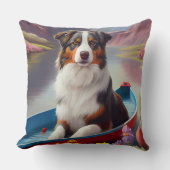 オーストラリアの羊飼いオン・パドル：風光明媚な冒険 クッション (正面)