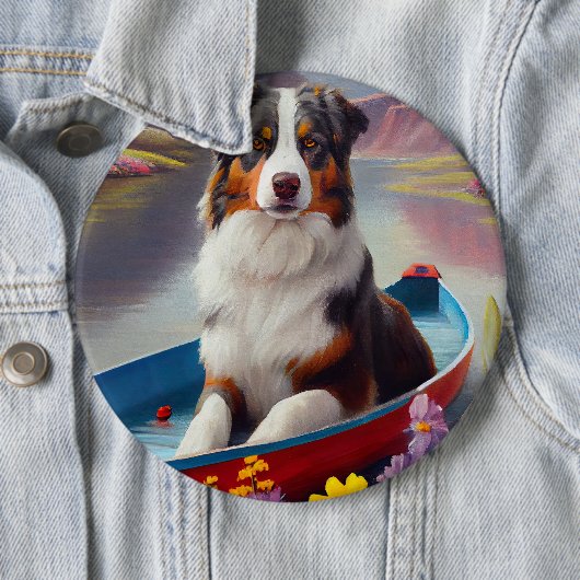 オーストラリアの羊飼いオン・パドル:風光明媚な冒険 缶バッジ (インサイチュ)