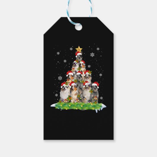 オーストラリアの羊飼いオーストラリアのクリスマスオーナメントツリー ギフトタグ (正面)