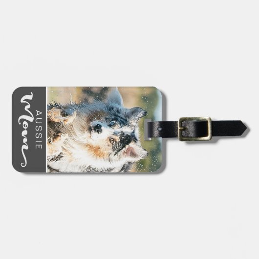 オーストラリアの羊飼いオーストラリアの母の犬の写真 ラゲッジタグ (正面横)