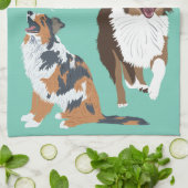 オーストラリアの羊飼いオーストラリア犬のコラージュ キッチンタオル (折り畳み)