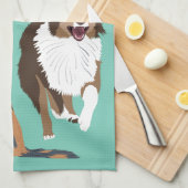 オーストラリアの羊飼いオーストラリア犬のコラージュ キッチンタオル (四つ折り)