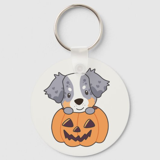 オーストラリアの羊飼いカボチャかわいいハッピーキーチェーン キーホルダー (正面)