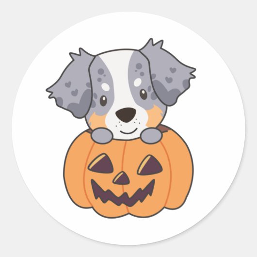 オーストラリアの羊飼いカボチャかわいい幸せ ラウンドシール (正面)