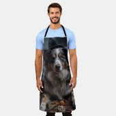 オーストラリアの羊飼いカボチャのハロウィーン怖い エプロン (着用した状態)