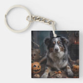 オーストラリアの羊飼いカボチャのハロウィーン怖い キーホルダー (正面)