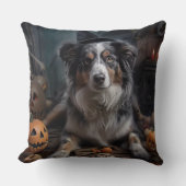 オーストラリアの羊飼いカボチャのハロウィーン怖い クッション (正面)