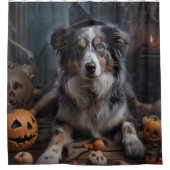 オーストラリアの羊飼いカボチャのハロウィーン怖い シャワーカーテン (正面)