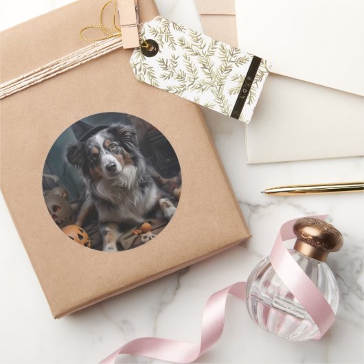 オーストラリアの羊飼いカボチャのハロウィーン怖い ラウンドシール (ギフト)