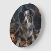 オーストラリアの羊飼いカボチャのハロウィーン怖い ラージ壁時計 (傾斜)