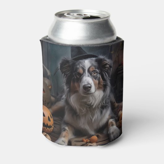 オーストラリアの羊飼いカボチャのハロウィーン怖い 缶クーラー (缶裏面)