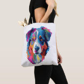 オーストラリアの羊飼いカラフル犬3 トートバッグ (クローズアップ)