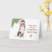 オーストラリアの羊飼いクリスマスおもしろいFrom Dog in Sa カード (黄色い花)