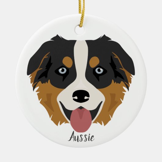 オーストラリアの羊飼いクリスマスオーナメント セラミックオーナメント (正面)