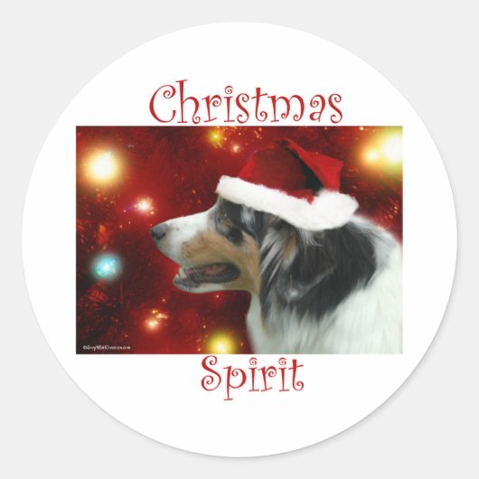 オーストラリアの羊飼いクリスマススピリット – ステッカー (正面)