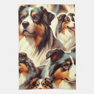 オーストラリアの羊飼いシ絵画ームレス キッチンタオル
