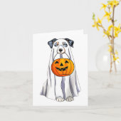 オーストラリアの羊飼いハロウィンおもしろい幽霊の衣装 カード (黄色い花)