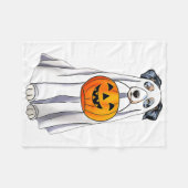 オーストラリアの羊飼いハロウィンおもしろい幽霊の衣装 フリースブランケット (正面(横))